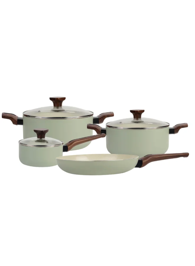 بارفيت طقم أواني طهي ألومنيوم مضغوط 7 قطع أخضر وبني 29.5 x 14 x 53.5 سم HS-6007-13 GREEN